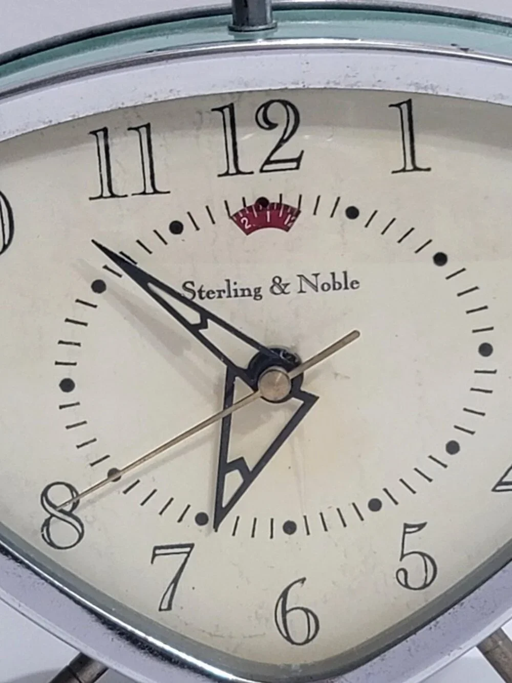 Vintage Style Sterling & Noble MCM Tabletop Clock Green Silver Retro Atomic